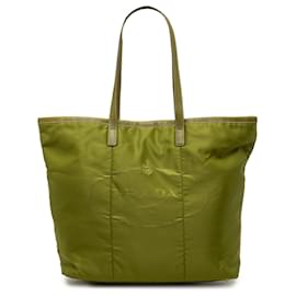 Tote Prada Green Tessuto Canapa Logo