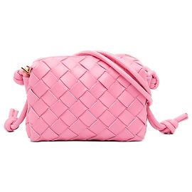 Borsa Camera Loop in agnello Intrecciato rosa Candy Bottega Veneta