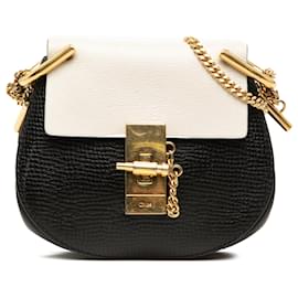 Chloé Borsa a tracolla Drew in pelle di vitello granulata bicolore nera mini