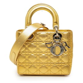 Dior Gold Small Metallic Grained Calfskin Cannage My ABCDior Lady Dior