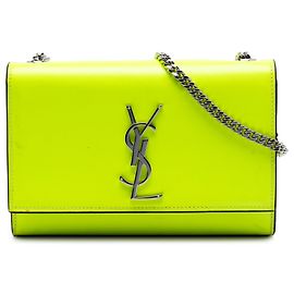 Saint Laurent Yellow Small Patent Grain de Poudre Monogram Kate Crossbody