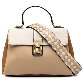 Bottega Veneta Borsa a mano Piazza Small Tricolor Nappa con manico superiore beige