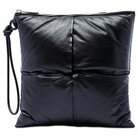 Bottega Veneta Schwarze Nappa Intrecciato Gepolsterte Quadratische Handgelenk-Pochette