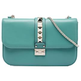 Valentino Blu Borsa a tracolla Rockstud Glam Lock in pelle Medium