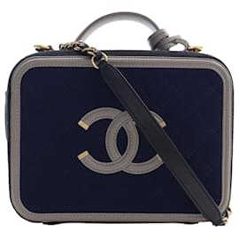 Beauty case Chanel Blue Medium Tricolor Jersey CC Filigree