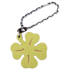 Hermès Green Sterling Silver and Chevre Lucky Four Leaf Clover Bag Charm