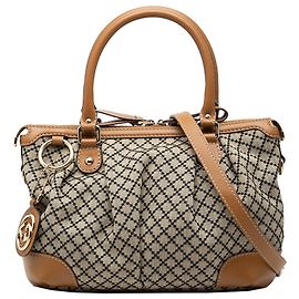 Borsa Sukey in tela beige Diamante Gucci