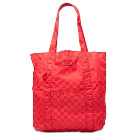 Tote pieghevole Gucci Red GG Nylon Teddy Bear