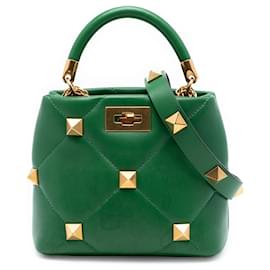 Borsa Valentino Green Small Nappa Roman Stud The Handle