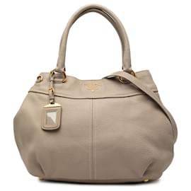 Tote convertibile aperto in Vitello Daino marrone Prada