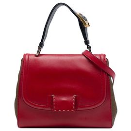 Bolsa Silvana Selleria em couro vermelho e lona Pequin Fendi