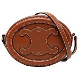 Céline Celine Marrone Borsa a tracolla piccola in pelle di vitello Cuir Triomphe Oval