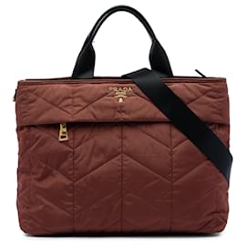 Borsa Prada Brown Impuntu Tessuto