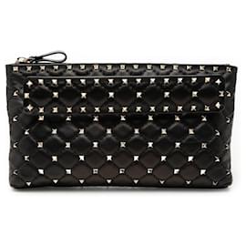 Clutch Valentino Black Nappa Rockstud Spike