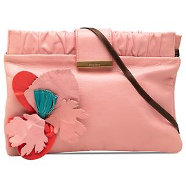 Miu Miu Clutch aus rosa Lammleder mit Blumenapplikation und Riemen
