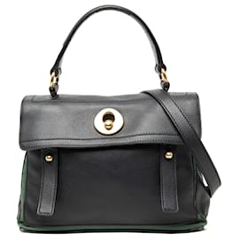 Borsa satchel Muse Two in pelle nera piccola Saint Laurent