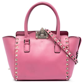 Bolso tote Valentino Pink Mini de piel Rockstud con doble asa