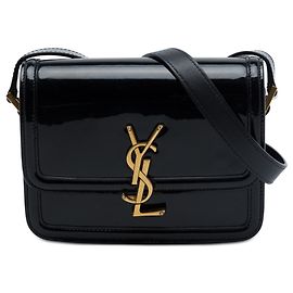 Borsa Solferino in vernice nera Small di Saint Laurent nella scatola