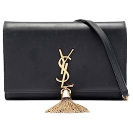 Portafoglio con catena Kate Monogram in pelle di vitello liscia nera Saint Laurent