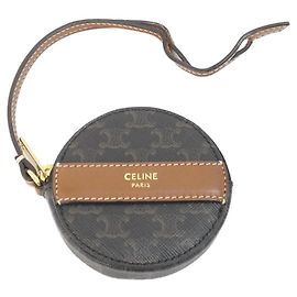 Céline Porta-moedas em canvas Triomphe e couro de cordeiro Celine
