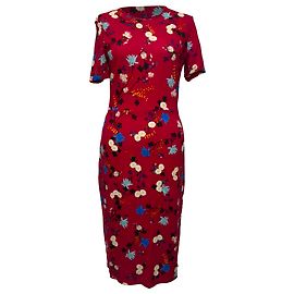 Vestido midi de manga corta con estampado floral Erdem en viscosa multicolor