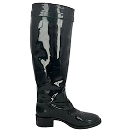 Fendi Riding Boots aus schwarzem Lackleder