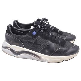 Golden Goose Running Sole Low-Top Sneaker aus schwarzem Leder