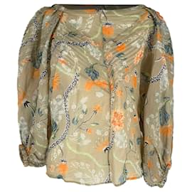 Camicetta Chloé con stampa floreale e maniche a palloncino in ramia multicolore