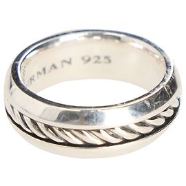Anello David Yurman Cable Inset in Argento Sterling