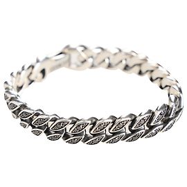 David Yurman Curb Chain Armband mit schwarzen Diamanten in Silbermetall