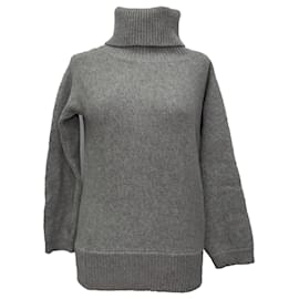 Suéter Joseph de lã cinza com gola alta tricotada