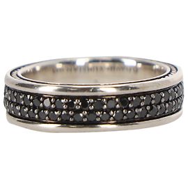 David Yurman Streamline Doppelreihen-Ring mit schwarzen Diamanten in Silbermetall