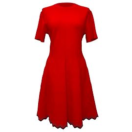 Vestido corto acampanado con dobladillo en zig-zag Proenza Schouler en viscosa roja