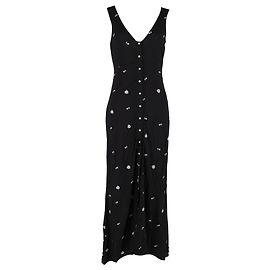 Paco Rabanne Besticktes Maxi-Kleid aus schwarzer Viskose