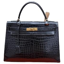 Hermès Kelly 32 in pelle di alligatore nero