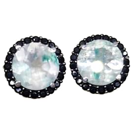 Orecchini a lobo in Argento 925 Acquamarina e Spinello Nero - Autre Marque