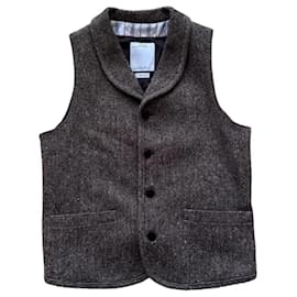 Visvim Gilet Granger Tweed Donegal - Marrone - visvim
