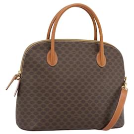 Céline Borsa CELINE Macadam Canvas PVC Pelle 2way Marrone Oro Auth 188224SAV