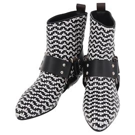 LOUIS VUITTON Baroque Line Knöchelboots Leder Schwarz LV Auth 187687M