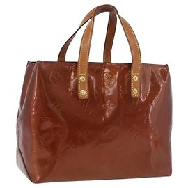 LOUIS VUITTON Monogram Vernis Reade PM Hand Bag Bronze M91146 LV Auth 188785
