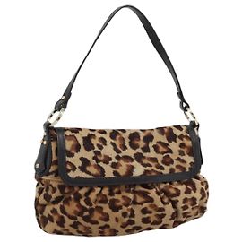 Borsa a tracolla FENDI in pelle Harako Beige Oro Auth 189242