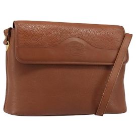 Borsa a tracolla Burberry in pelle marrone oro Auth hk3810