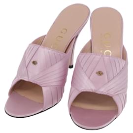 GUCCI GG Marmont Sandals Satin 35 Pink Gold Auth am11971M - Gucci