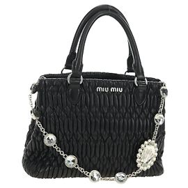 Borsa Miu Miu in pelle 2 way nera argento Auth 187138SAV