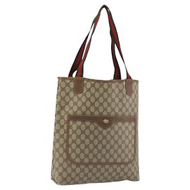 Borsa Tote GUCCI GG Supreme Web Sherry Line PVC Beige 39 02 003 Auth bs35666