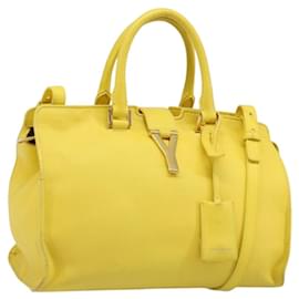 SAINT LAURENT Bolso Cabas Baby de Cuero 2way Yellow Gold Auth hk3783 - Saint Laurent