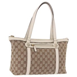 Borsa Tote GUCCI GG Canvas Beige Oro 153008 Auth am11952V