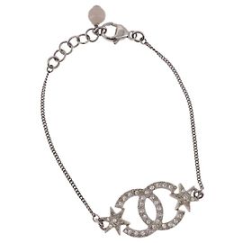 CHANEL Armband Metall Silber CC Auth BA13638M