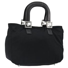 Borsa FENDI in jersey di cotone nero e argento Auth hk3809