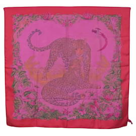 HERMES Carré 90 Sciarpa in seta "JUNGLE LOVE" Rosa Autentico 185241 - Hermès